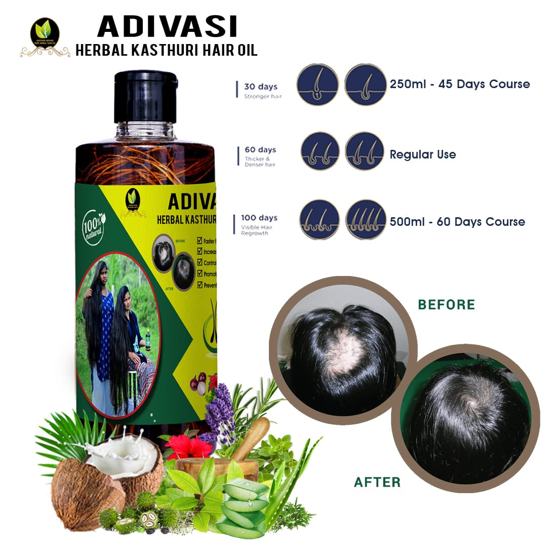 Adivasi Kasturi Herbal Hair Care 500ml