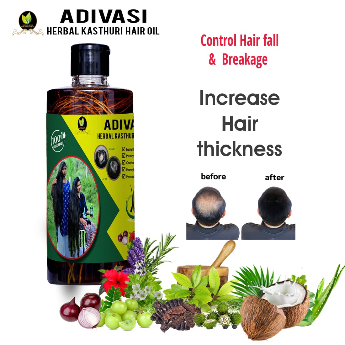 Adivasi Kasturi Herbal Hair Care 500ml